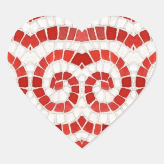 RED IONIC MOSAIC Heftkleber Herz-Aufkleber (Vorderseite)