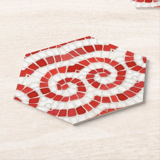 RED IONIC MOSAIC Hexagon Paper Untersetzer (angewinkelt)