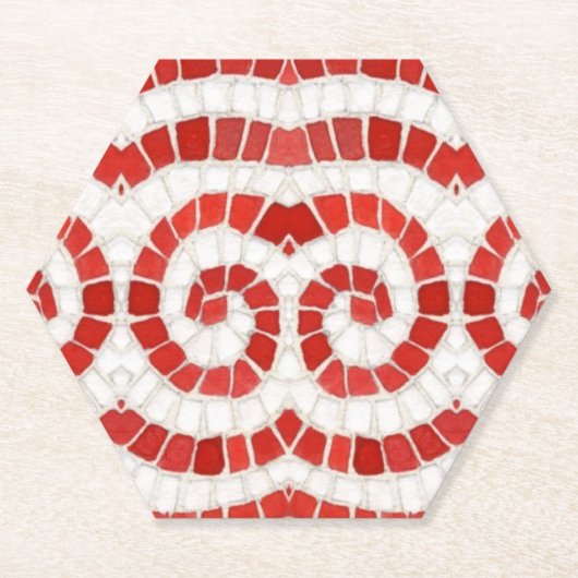 RED IONIC MOSAIC Hexagon Paper Untersetzer (Vorderseite)