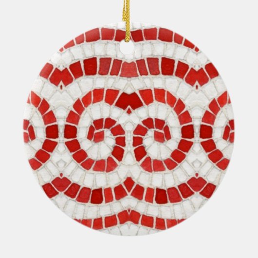 RED IONIC MOSAIC Keramik Circle Ornament (Hinten)