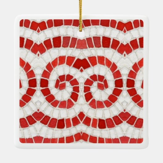 RED IONIC MOSAIC Keramik Square Ornament (Rückseite)