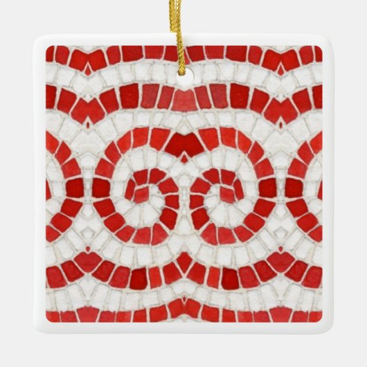 RED IONIC MOSAIC Keramik Square Ornament (Vorderseite)