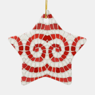 RED IONIC MOSAIC Keramik Star Ornament
