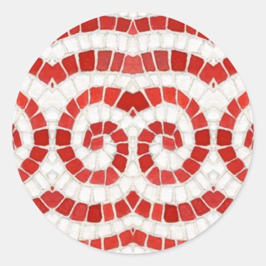 RED IONIC MOSAIC Large Round Stickers (Vorderseite)