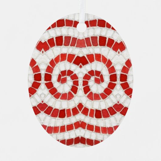 RED IONIC MOSAIC Metal Oval Ornament (Vorderseite)