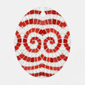 RED IONIC MOSAIC Metal Oval Ornament (Rückseite)