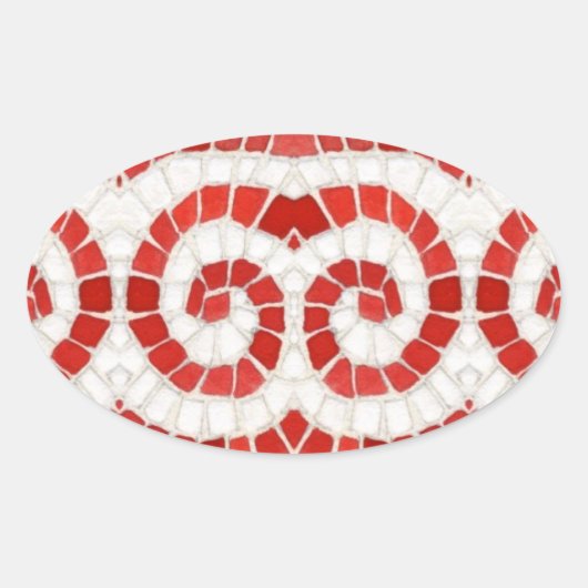RED IONIC MOSAIC Oval Stickers (Vorderseite)