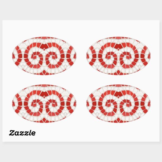 RED IONIC MOSAIC Oval Stickers (Blatt)