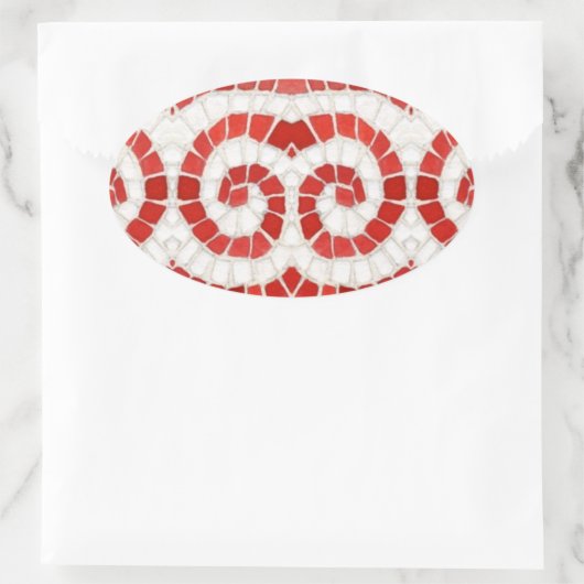 RED IONIC MOSAIC Oval Stickers (Tasche)