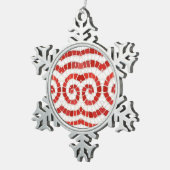 RED IONIC MOSAIC Pewter Snowflake Ornament (Rechts)