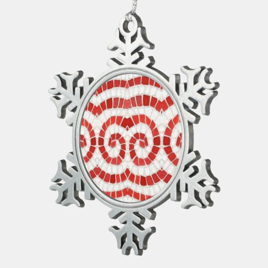 RED IONIC MOSAIC Pewter Snowflake Ornament (Rechts)