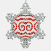 RED IONIC MOSAIC Pewter Snowflake Ornament (Vorderseite)