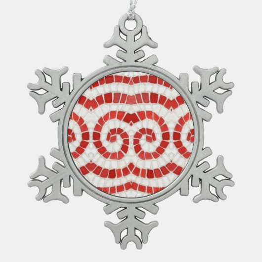 RED IONIC MOSAIC Pewter Snowflake Ornament (Vorderseite)