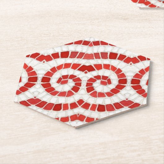 RED IONIC MOSAIC Point Hexagon Paper Untersetzer (angewinkelt)