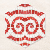 RED IONIC MOSAIC Point Hexagon Paper Untersetzer (Vorderseite)