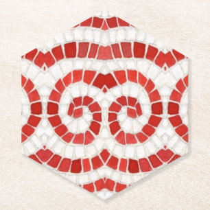 RED IONIC MOSAIC Point Hexagon Paper Untersetzer