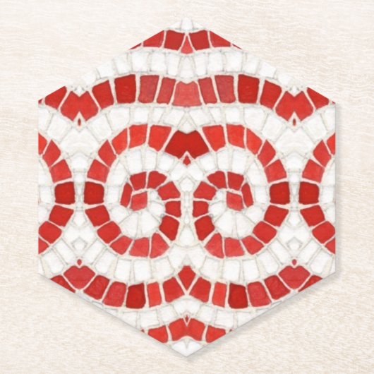 RED IONIC MOSAIC Point Hexagon Paper Untersetzer (Vorderseite)