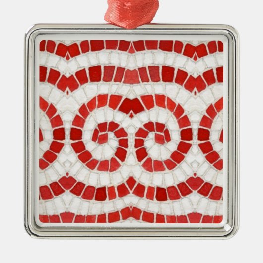 RED IONIC MOSAIC Premium Square Ornament (Vorne)