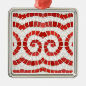 RED IONIC MOSAIC Premium Square Ornament Aus Metall (Vorne)