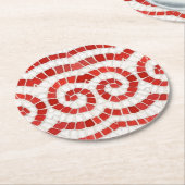 RED IONIC MOSAIC Round Paper Untersetzer (Angewinkelt)