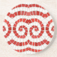 RED IONIC MOSAIC Round Sandstone Untersetzer