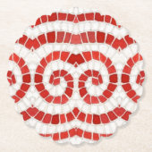RED IONIC MOSAIC Scalloise Round Paper Untersetzer (Vorderseite)