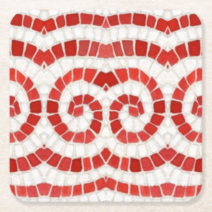 RED IONIC MOSAIC Square Paper Untersetzer