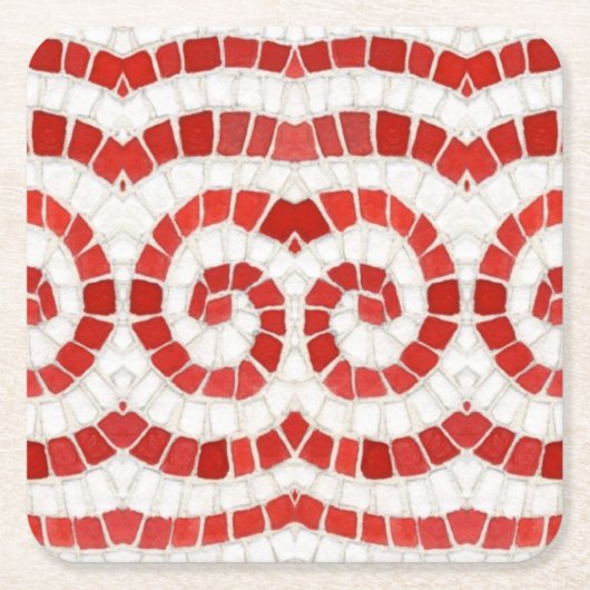 RED IONIC MOSAIC Square Paper Untersetzer (Vorderseite)