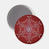 Red Iridescent Snowflake Magnet (Vorderseite/Rückseite)