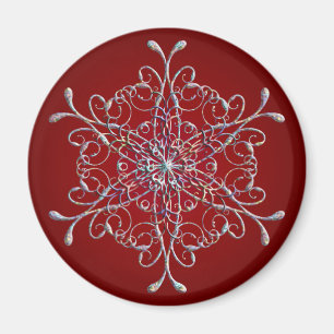 Red Iridescent Snowflake Magnet