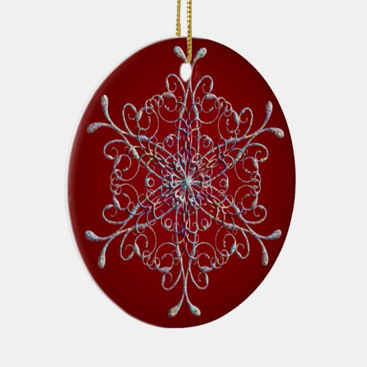 Red Iridescent Snowflake Ornament (Rechts)