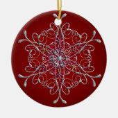 Red Iridescent Snowflake Ornament (Vorne)