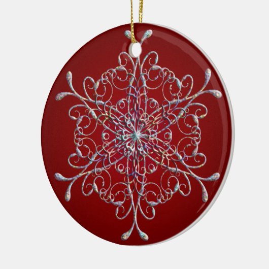 Red Iridescent Snowflake Ornament (Links)
