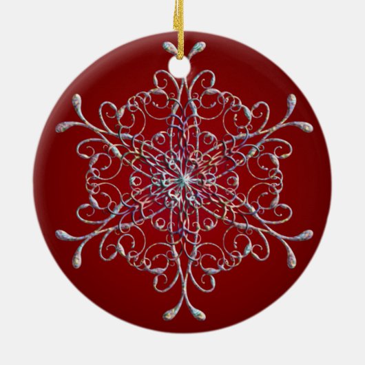 Red Iridescent Snowflake Ornament (Hinten)