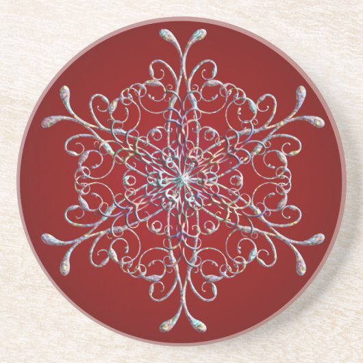 Red Iridescent Snowflake Untersetzer (Vorne)