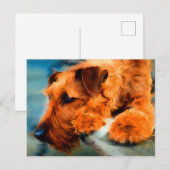 Red Irish Terrier Dog Künstlerisch Pet Portrait Postkarte (Vorne/Hinten)