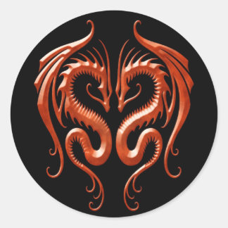 Red Iron Dragons Runder Aufkleber