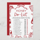 Red Italian Amore Honey Do List Brautparty Game Einladung (Vorne/Hinten)