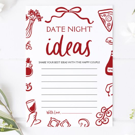 Red Italian Date Night Ideas Brautparty Game Einladung