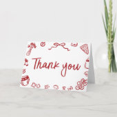 Red Italian Hand Drawing Baby Dusche Danke Karte (Vorderseite)