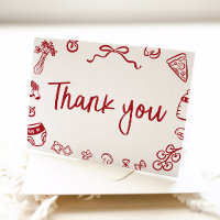 Red Italian Hand Drawing Baby Dusche Danke Karte