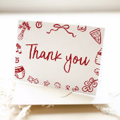 Red Italian Hand Drawing Baby Dusche Danke Karte