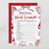 Red Italian Hand Drawing Bridal Word Scramble Game Einladung (Vorne/Hinten)