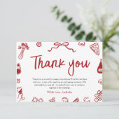 Red Italian Hand Drawn Das ist wieder Dankeschön C Dankeskarte (Stehend Vorderseite)