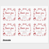 Red Italian Hand Drawn Pizza Baby Shower Thank you Quadratischer Aufkleber (Blatt)