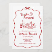 Red Italian Pasta and Pizza Doodles Bridal Einladung (Vorne/Hinten)