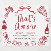 Red Italian That's Amore Pizza Engagement Party Schaumweinetikett (Einzelnes Label)