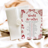 Red Italian Would She Rather Baby Shower Game Einladung