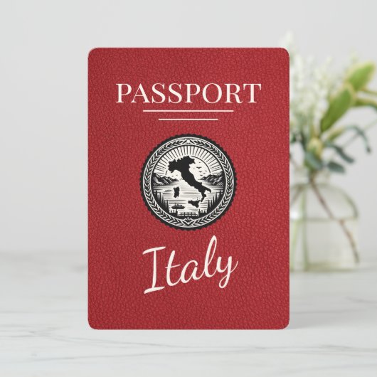 Red Italy Passport Save The Date (Stehend Vorderseite)