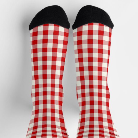 Red Ivory Ish Preppy Gingham Kariert Socken (Oben)